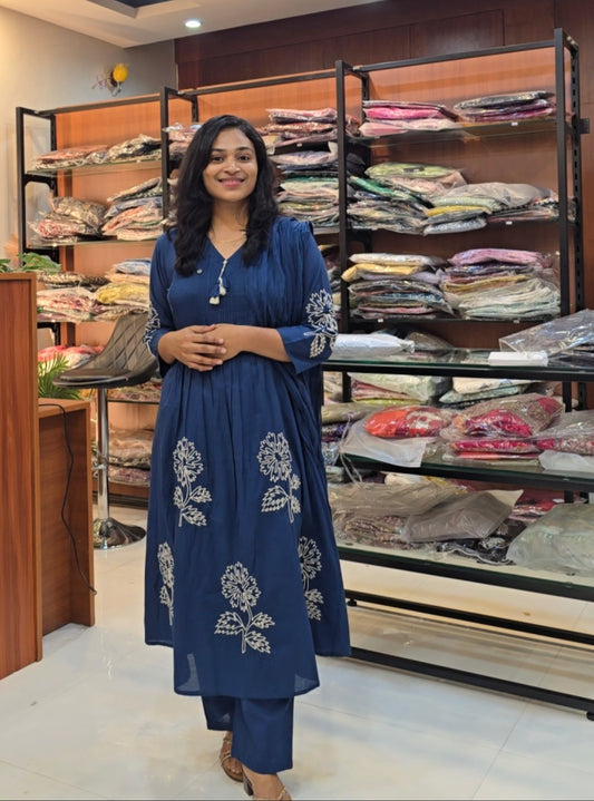 Navy Blue A line salwar set