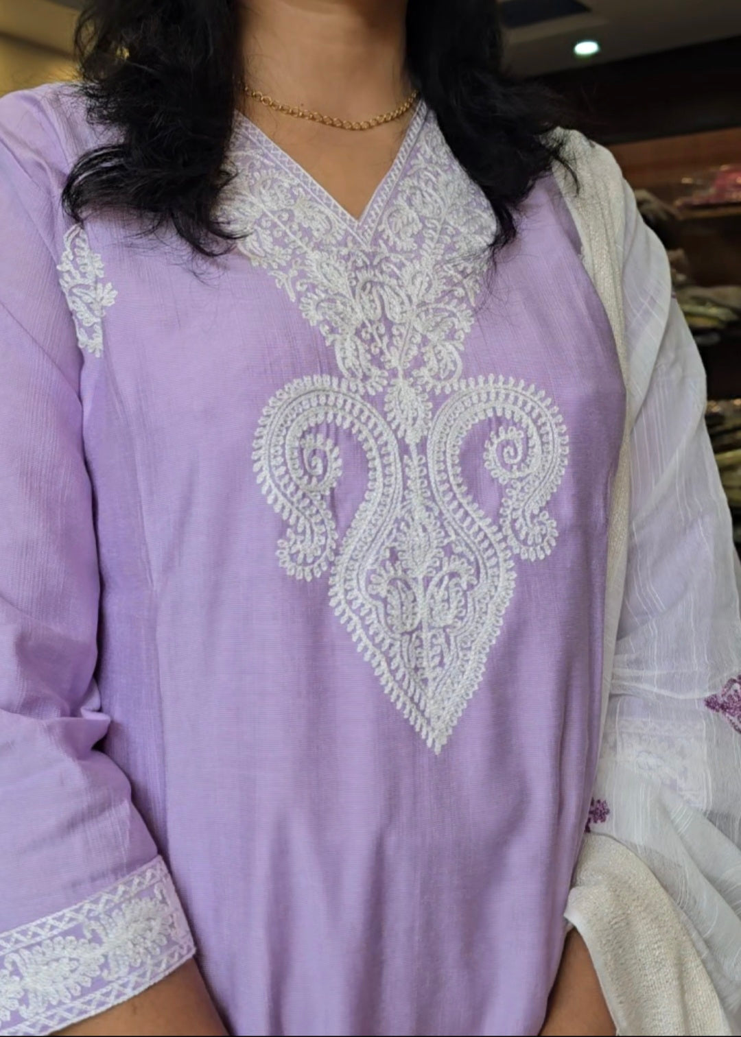 Lavender embroidered salwar suit set