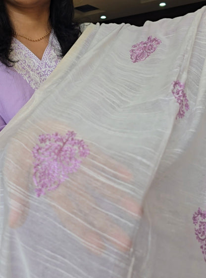 Lavender embroidered salwar suit set