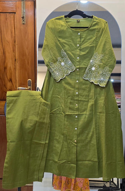 Parrot Green Kurti Pant Set