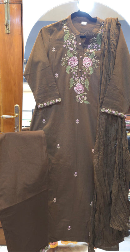 BROWN COTTON SALWAR SET