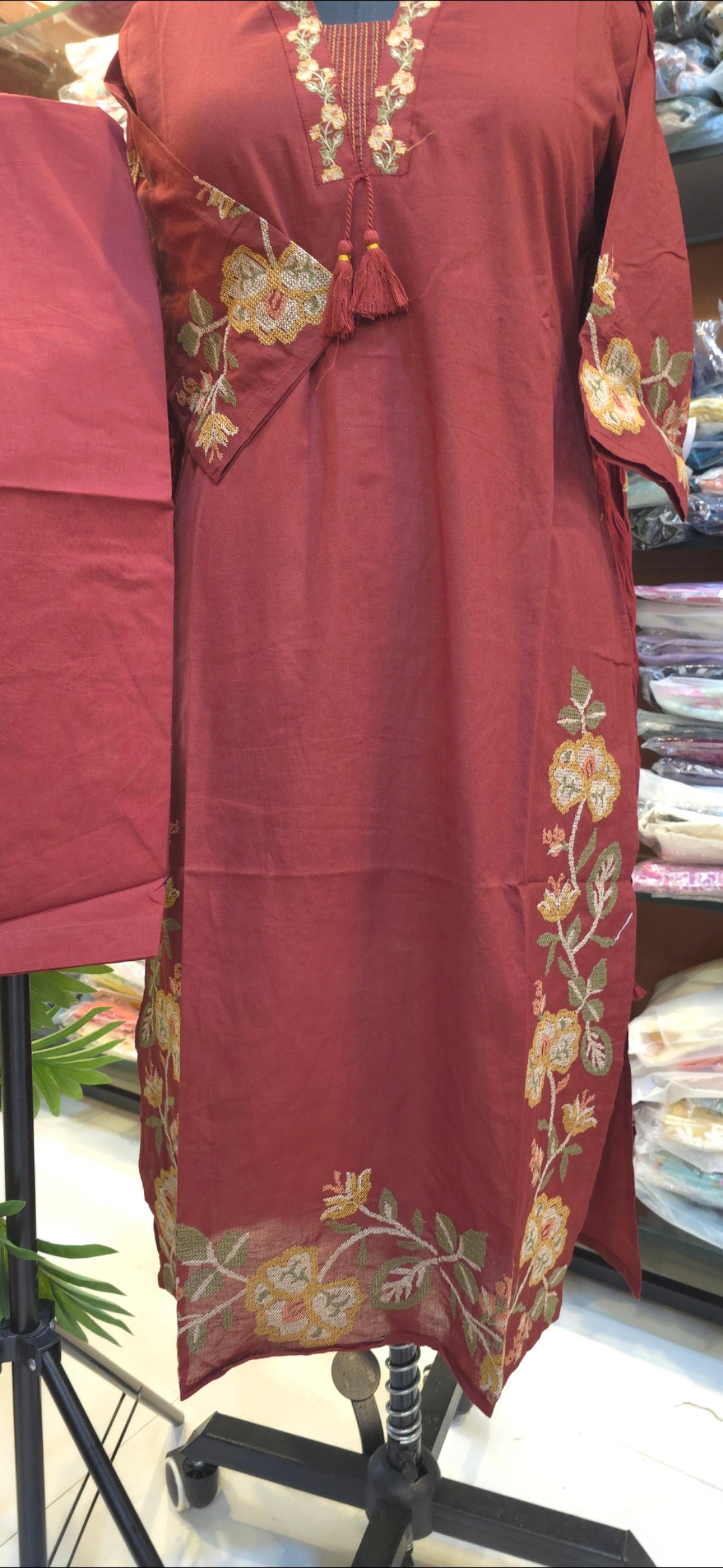 Maroon Cotton Salwar Set