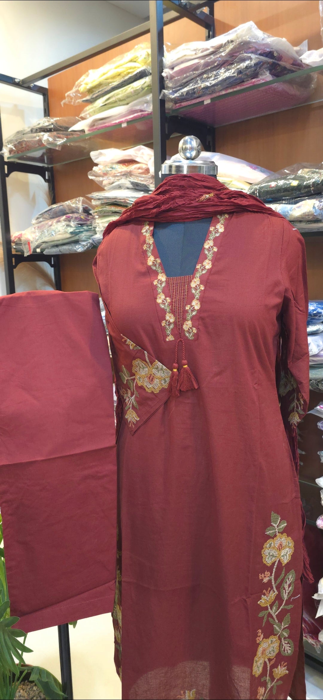 Maroon Cotton Salwar Set