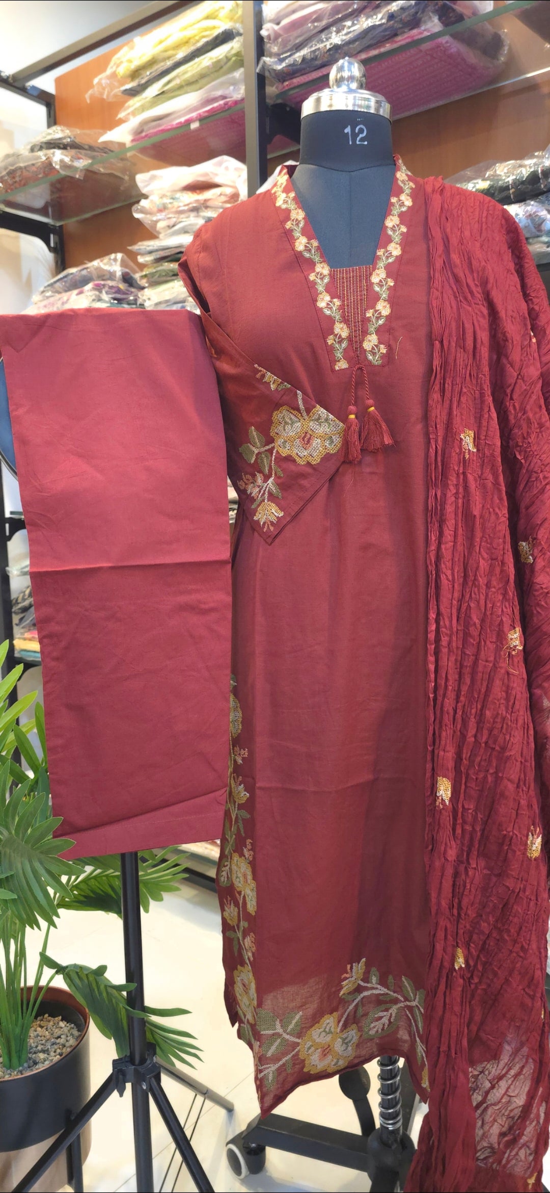 Maroon Cotton Salwar Set