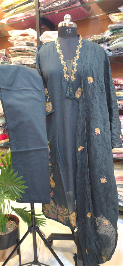 Deep Green Cotton Salwar Set