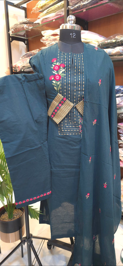 Bottle Green Straight Cut salwar set