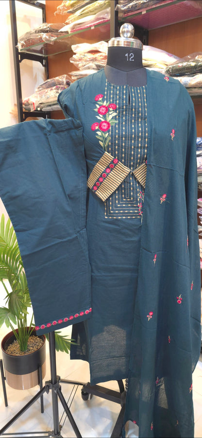 Bottle Green Straight Cut salwar set