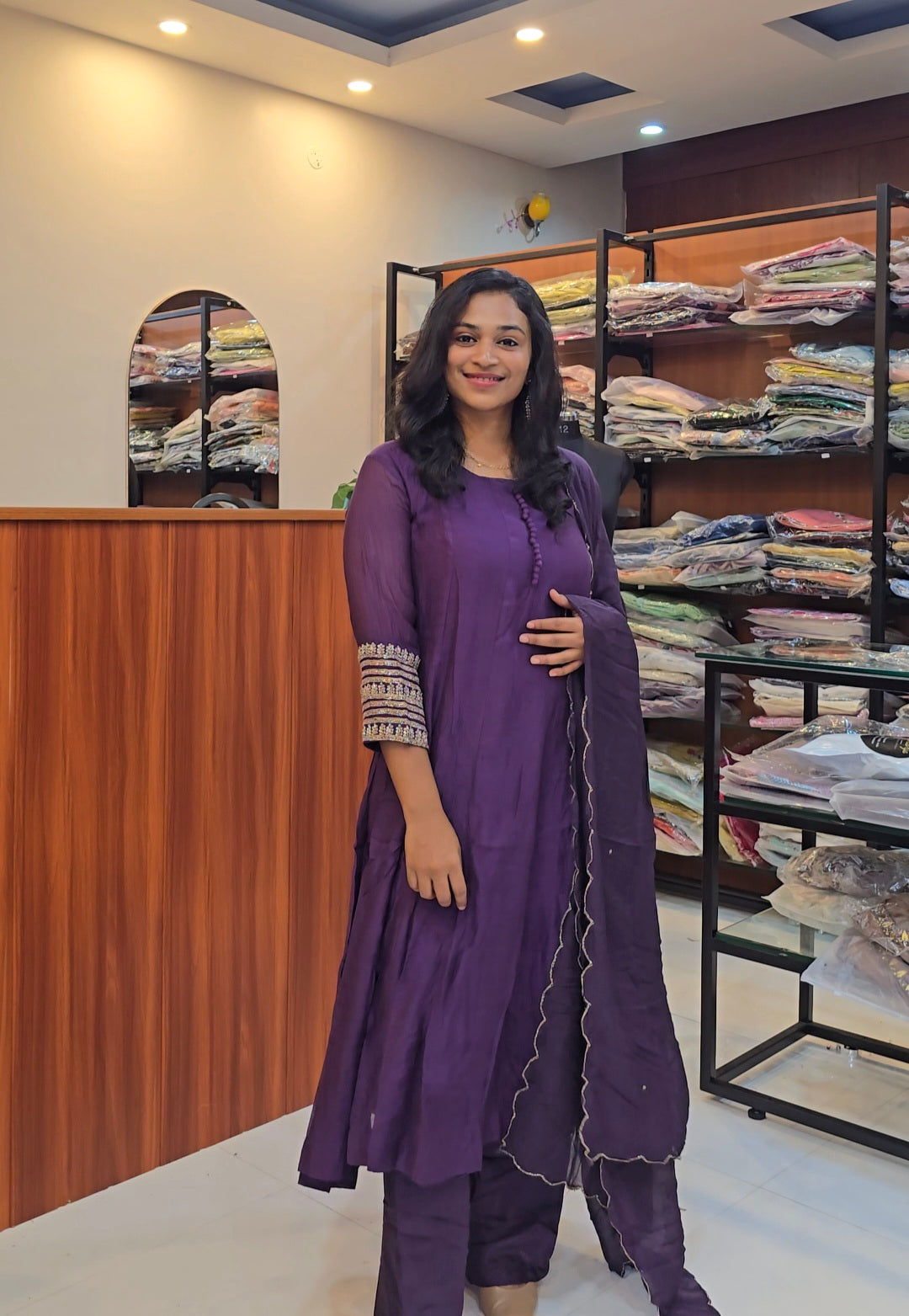 Royal Purple Mul Chanderi Anarkali Set