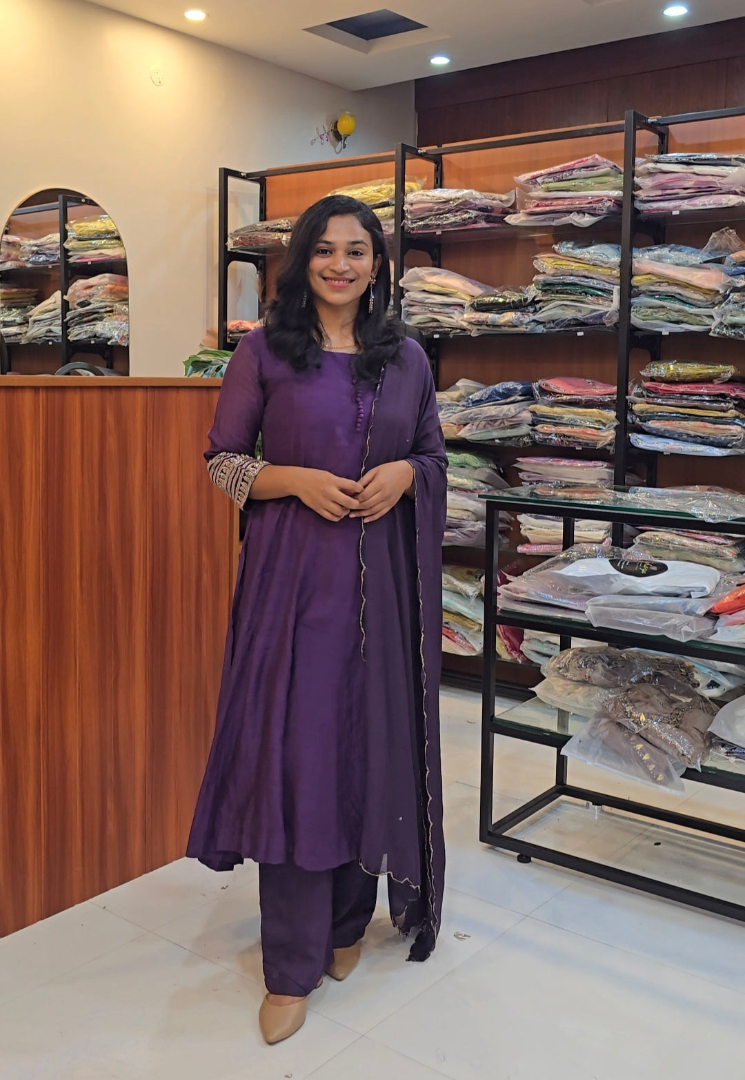 Royal Purple Mul Chanderi Anarkali Set