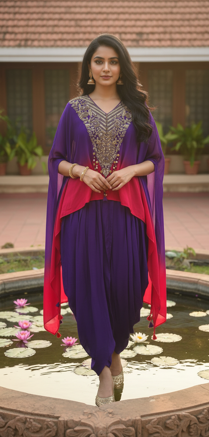Violet Indo Western Skirt Set