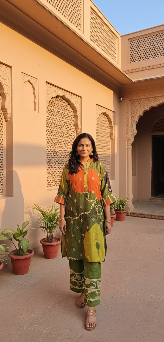 Green Bandhini Coords